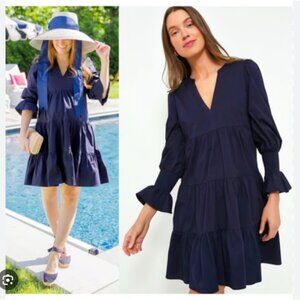 Tuckernuck Pomander Place Navy Kenzo Tiered Fit + Flare Dress Old Money Preppy